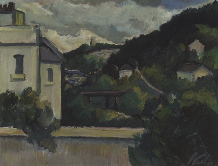VICO ROAD FROM SORRENTO TERRACE, DALKEY by Peter Collis RHA (1929-2012) at Whyte's Auctions