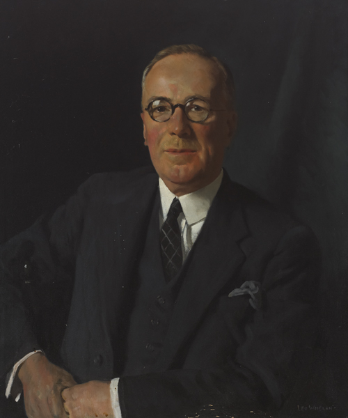 PORTRAIT OF W.H. MORTON ESQ., FORMER GENERAL MANAGER OF GREAT SOUTHERN RAILWAYS & FOUNDING DIRECTOR OF AERLINGUS, 1942 by Leo Whelan RHA (1892-1956) at Whyte's Auctions