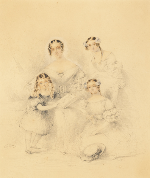 PORTRAIT OF A MOTHER AND HER THREE DAUGHTERS by Edward Hayes sold for �300 at Whyte's Auctions