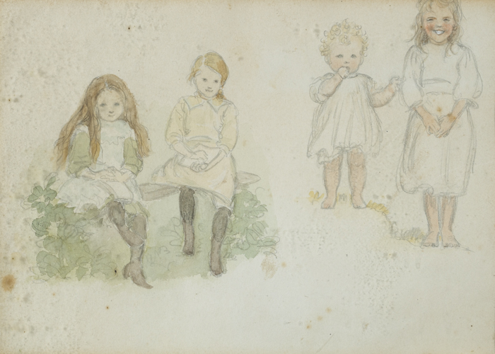 GROUP OF YOUNG GIRLS and SKETCH OF A GIRL (A PAIR) by Sophia Rosamond Praeger HRHA RUA (1867-1954) at Whyte's Auctions
