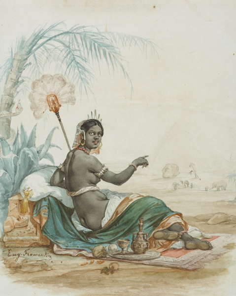 NUBIAN WOMAN WITH PYRAMIDS IN THE DISTANCE, EGYPT by Eugne Frementin (French, 1820-1876) at Whyte's Auctions