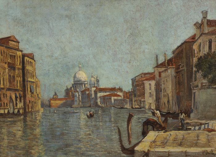 CANAL IN VENICE WITH VIEW OF SAN MARCO CATHEDRAL, 1921 at Whyte's Auctions