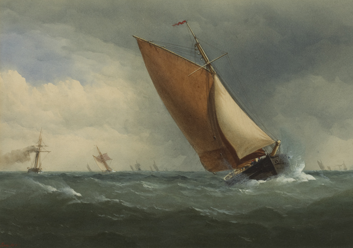 SHIPS ON ROUGH SEA by Charles Taylor II sold for 180 at Whyte's Auctions
