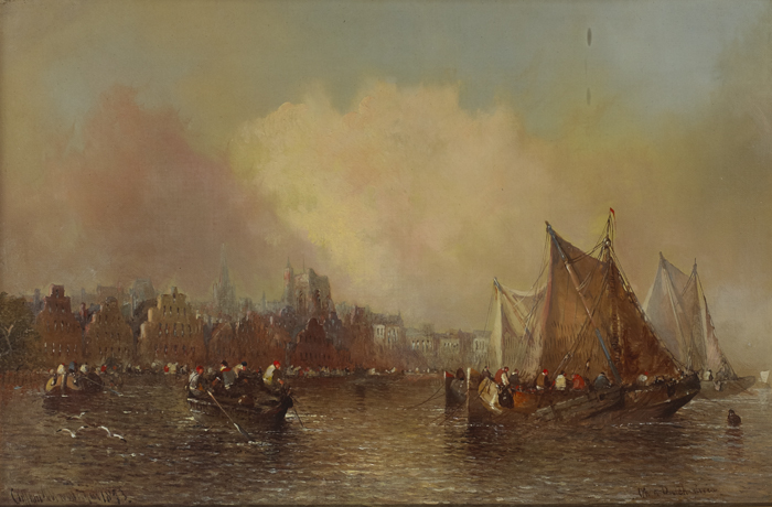 A DUTCH RIVER, 1893 by Clifford Montague (act. 1845-1901) at Whyte's Auctions