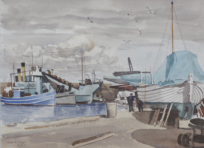 HARBOUR SCENE by Tom Nisbet RHA (1909-2001) at Whyte's Auctions