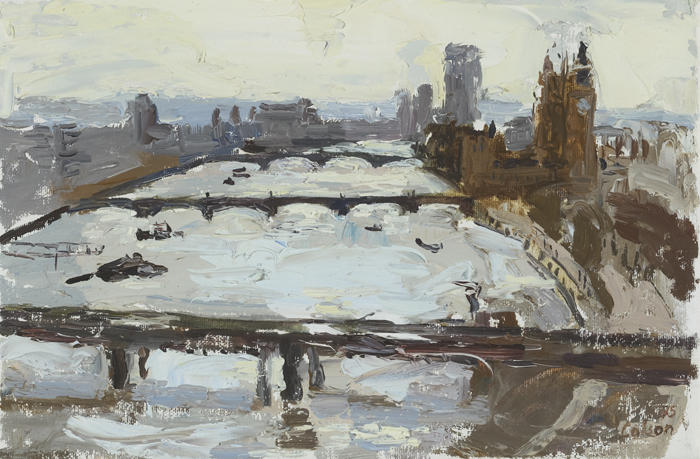 THE THAMES FROM SHELL-MEX HOUSE I, 1995 and MANHATTAN FROM BROOKLYN BRIDGE, 1996 (A PAIR) by Richard Colson  at Whyte's Auctions