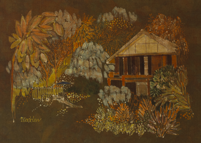 HOUSE AND TROPICAL TREES by Bernadette Madden (b.1948) at Whyte's Auctions