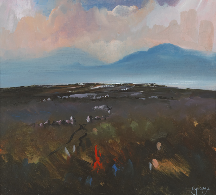 LANDSCAPE BY COAST WITH MOUNTAINS IN THE DISTANCE by George Dunne  at Whyte's Auctions
