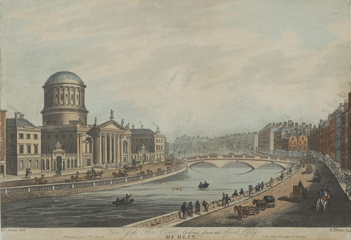 VIEW OF THE FOUR COURTS LOOKING DOWN THE RIVER LIFFEY, DUBLIN at Whyte's Auctions