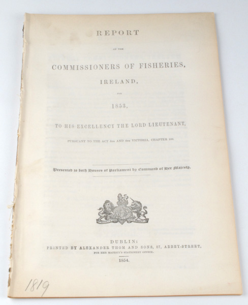 1853: Reports of the Commissioners of Fisheries, Ireland at Whyte's Auctions