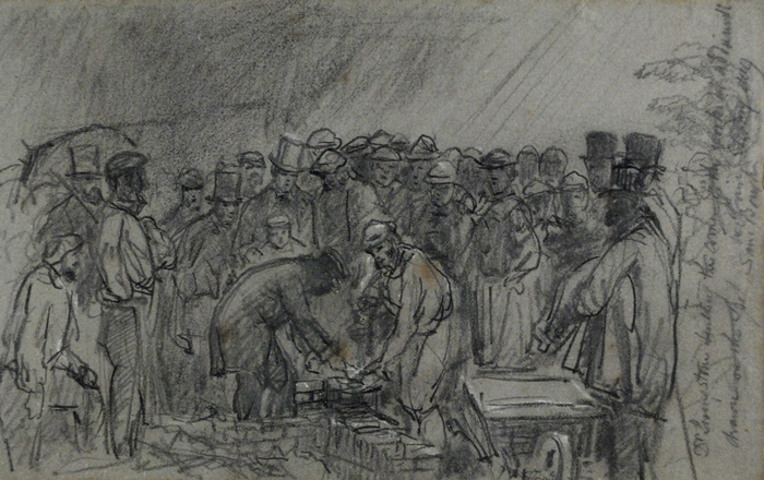 19th Century: Drawing of Dr LIvingstone laying a corner stone at Whyte's Auctions