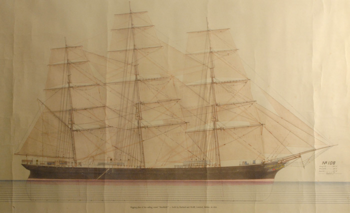 1876: Harland and Wolff rigging plan for Steelfield sailing ship at Whyte's Auctions