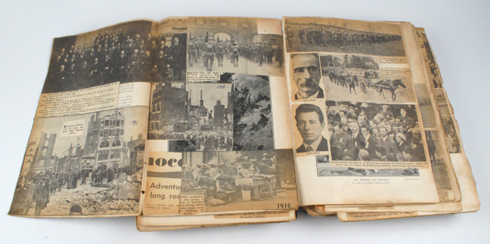 1916-22: Scrapbook of newspaper clippings and ephemera relating to the 1916 Rising and War of Independence at Whyte's Auctions