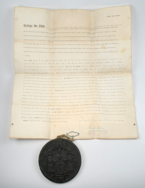 1920-21: Indentures and seals appointing judges to the Connaught and North-East Circut Assizes at Whyte's Auctions