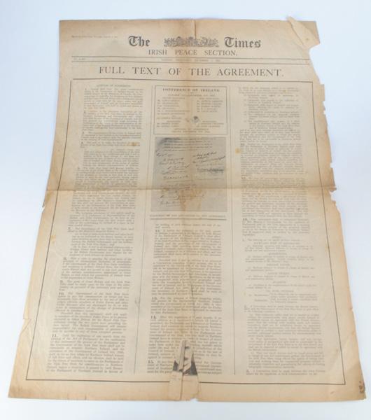 1921 (December 7) The Times Anglo-Irish Treaty edition at Whyte's Auctions