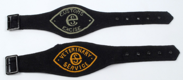 1920s-30s: Early Saorstt ireann Customs Excise and Veterinary Service armbands at Whyte's Auctions