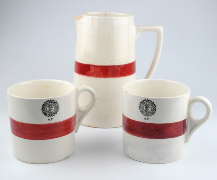 1940s: Irish Army Arklow Pottery cups and jug at Whyte's Auctions