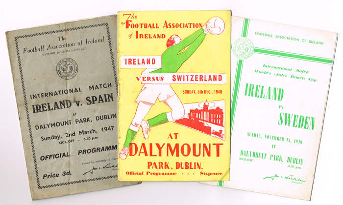 Soccer 1940s Ireland international match programmes at Whyte's Auctions