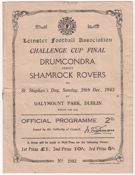Soccer: 1943-57 Leinster Challenge Cup programmes collection at Whyte's Auctions