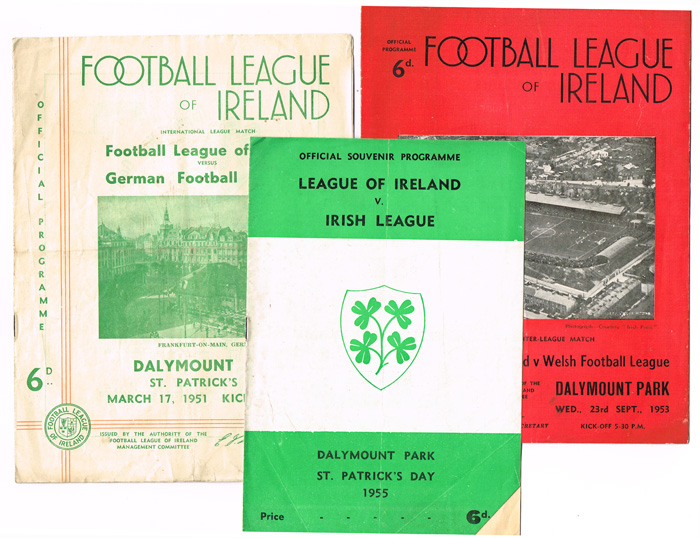 Soccer 1940s-50s Football League of Ireland XI match programmes at Whyte's Auctions