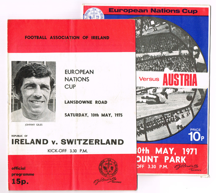 Soccer 1960s-70s Ireland international soccer programmes at Whyte's Auctions