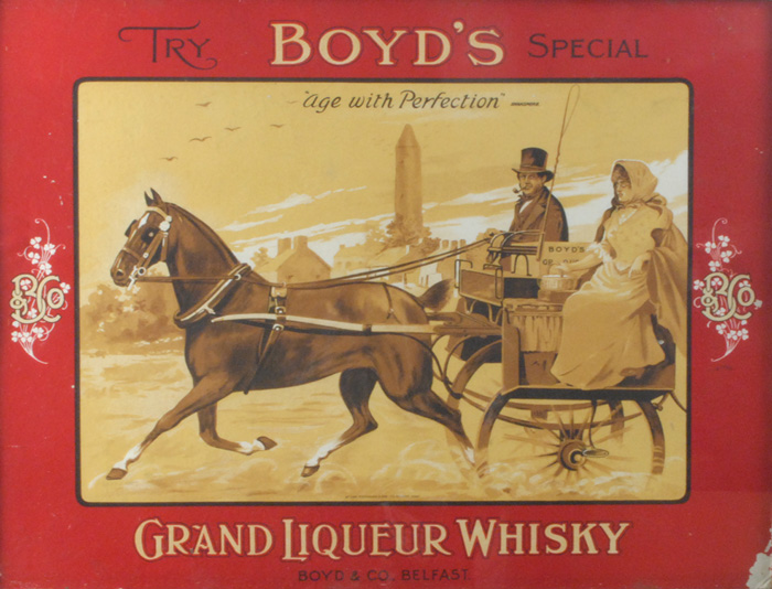 circa 1905: Boyd's of Belfast Grand Liqueur Whisky advertisement at Whyte's Auctions