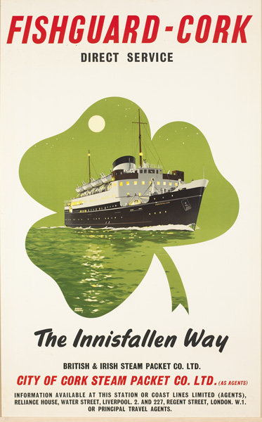 1950s: Fishguard to Cork "The Innisfallen Way" Derrick Smoothy poster at Whyte's Auctions