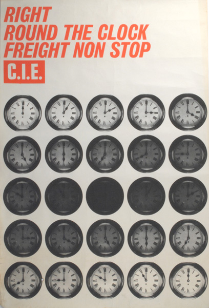 circa 1960s: CIE Railway posters including "Right Round The Clock Freight Non Stop" at Whyte's Auctions