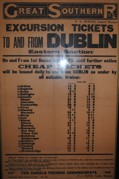 1939 (1 December) Great Southern Railways Excursion Tickets poster at Whyte's Auctions