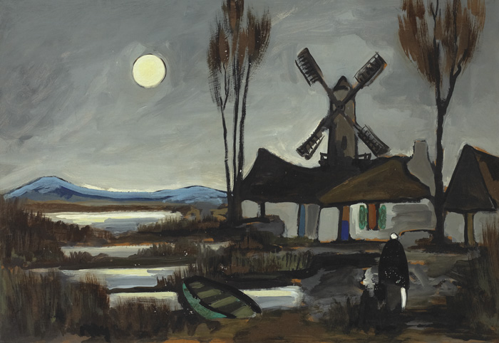 NOCTURNAL LANDSCAPE WITH WINDMILL by Markey Robinson (1918-1999) at Whyte's Auctions