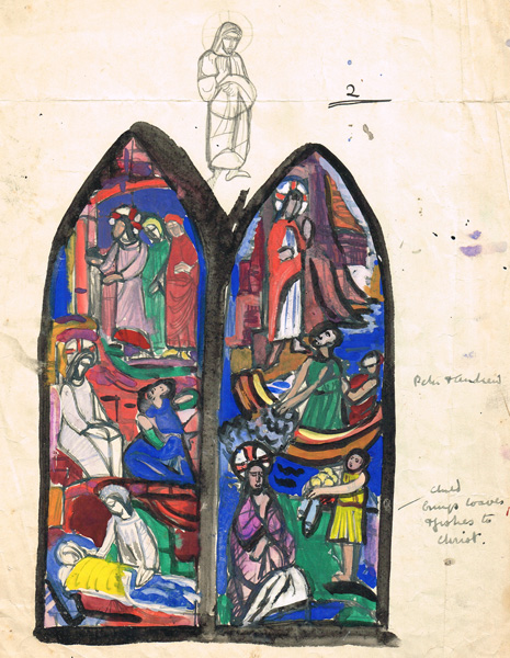 DESIGN FOR ANDREW JAMESON WINDOW, ST. MARY'S CHURCH OF IRELAND, HOWTH, COUNTY DUBLIN by Evie Hone HRHA (1894-1955) at Whyte's Auctions