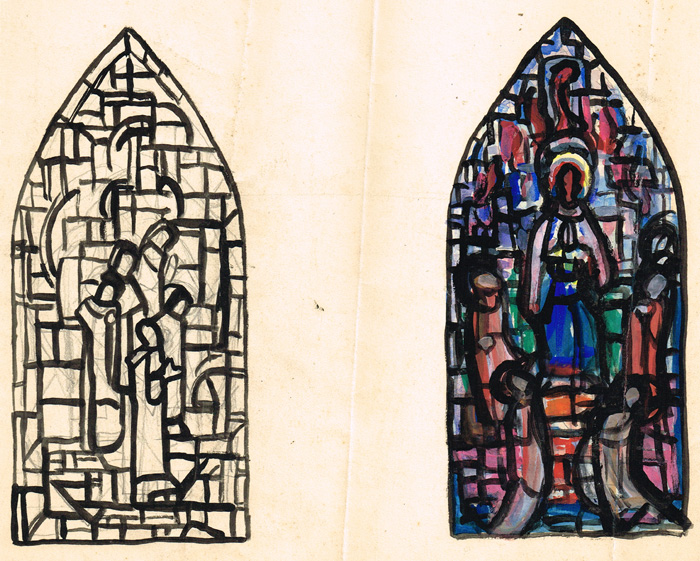 TWO DESIGNS FOR STAINED GLASS WINDOWS by Evie Hone HRHA (1894-1955) at Whyte's Auctions