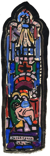 DESIGN FOR STAINED GLASS WINDOW DEPICTING THE DEPOSITION by Evie Hone sold for 560 at Whyte's Auctions