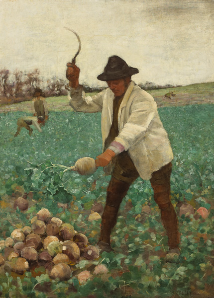 ENGLISH PEASANT CHOPPING SWEDES, c.1887-1888 by Aloysius C. O’Kelly sold for €10,500 at Whyte's Auctions