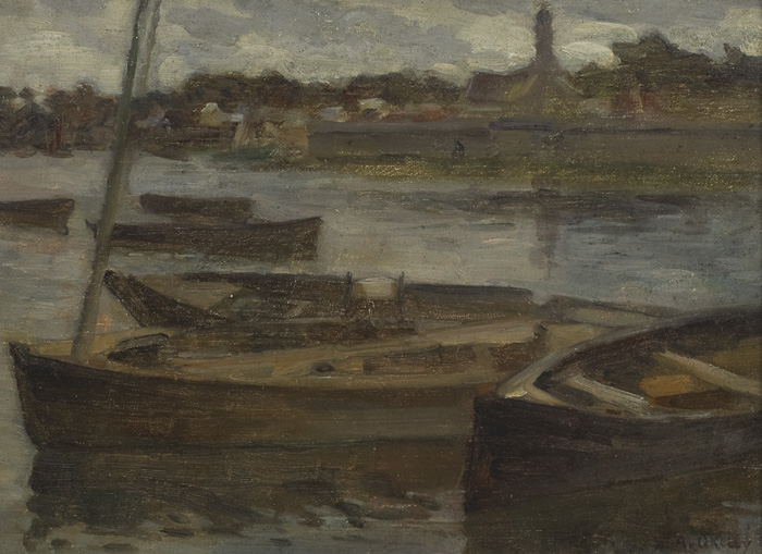 BOATS OUTSIDE CONCARNEAU, FRANCE by Aloysius C. O�Kelly (1853-1936) at Whyte's Auctions