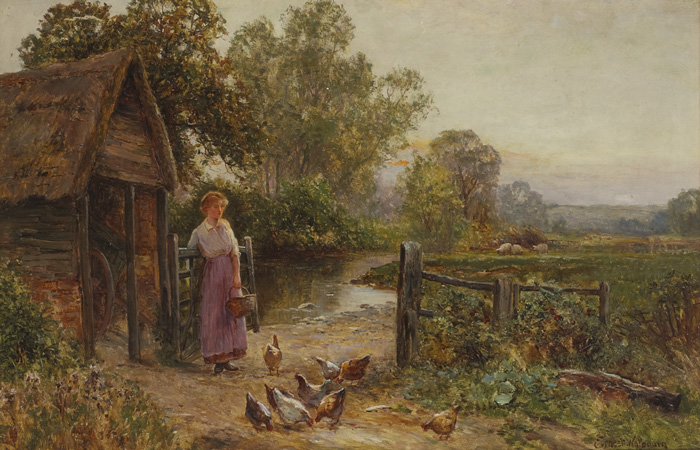FEEDING THE CHICKENS by Ernest Charles Walbourn (English, 1872-1927) at Whyte's Auctions