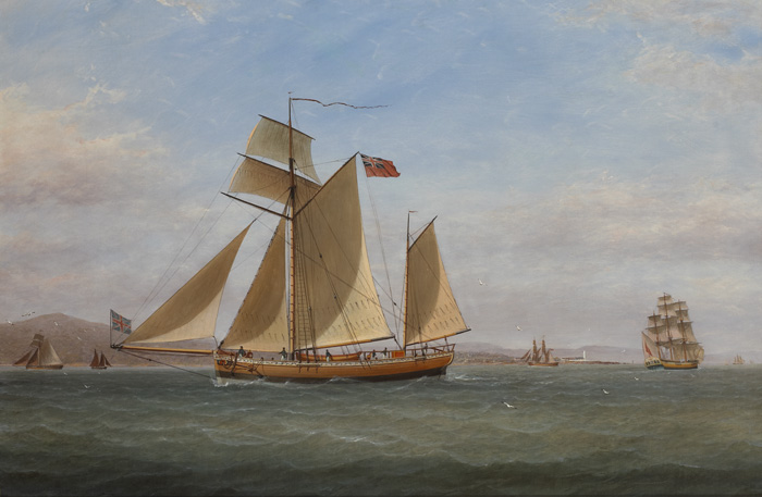TOPSAIL KETCH ON THE CLYDE SAILING PAST THE CLOCH LIGHTHOUSE, SCOTLAND, 1865 by William Clarke sold for �2,700 at Whyte's Auctions