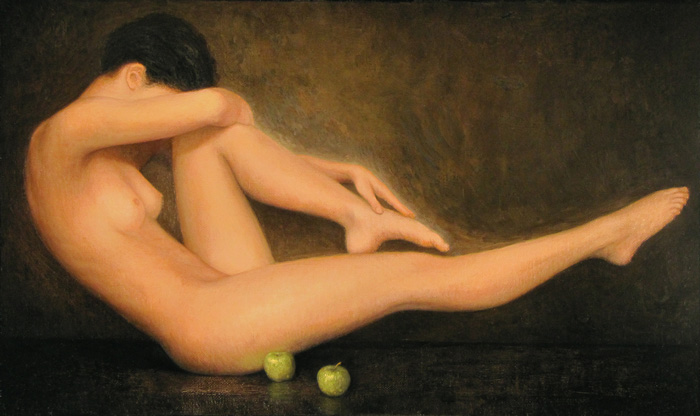 NUDE BALANCING WITH TWO APPLES by Stuart Morle (b.1960) at Whyte's Auctions