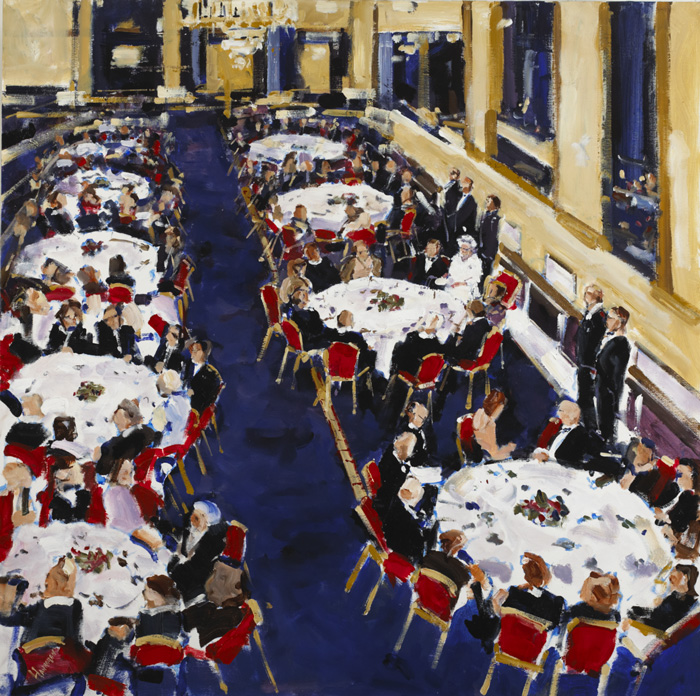 THE STATE BANQUET FOR QUEEN ELIZABETH AT DUBLIN CASTLE, 2011 by Michael Hanrahan (b.1951) at Whyte's Auctions
