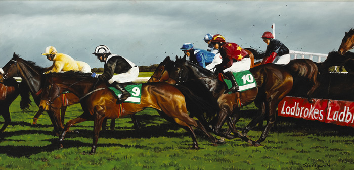 OVER THE LAST AT FAIRYHOUSE, EASTER MONDAY 2012 by John Fitzgerald (b.1976) at Whyte's Auctions