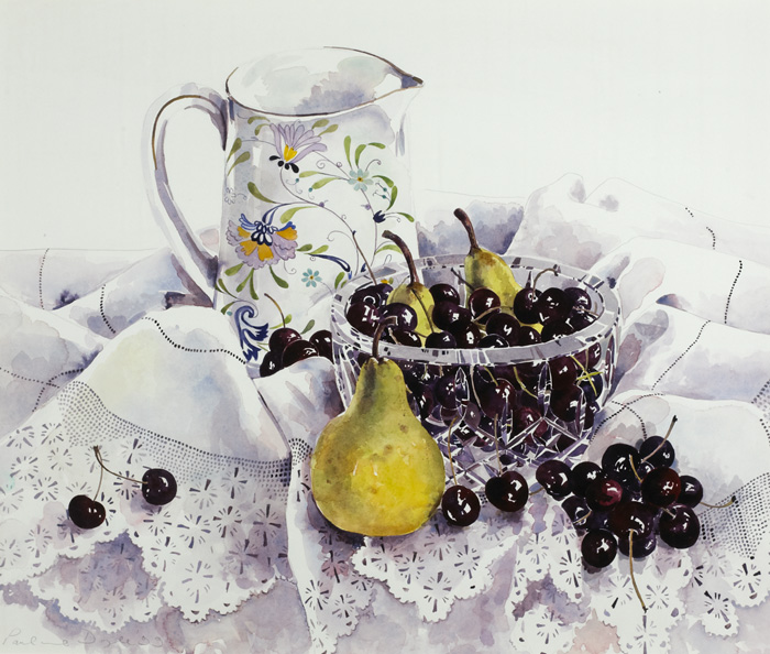 STILL LIFE WITH PEARS AND CHERRIES, 1999 by Pauline Doyle sold for �380 at Whyte's Auctions
