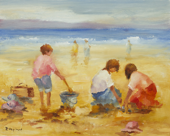 CHILDREN ON THE BEACH by Elizabeth Brophy (1926-2020) at Whyte's Auctions