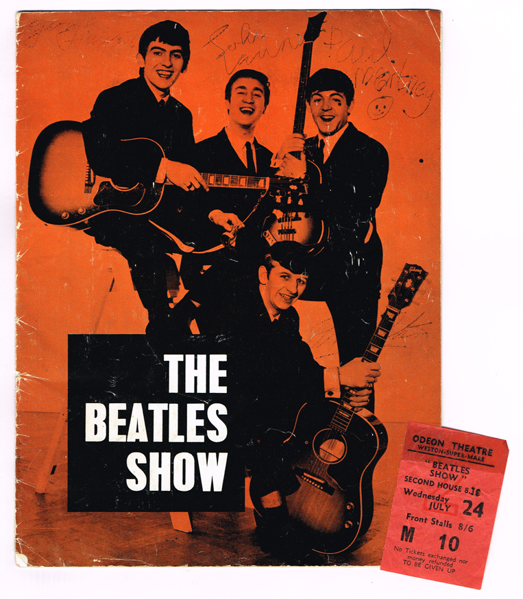 The Beatles: Set of autographs on 'Beatles Show' programme with ticket, 1963 at Whyte's Auctions