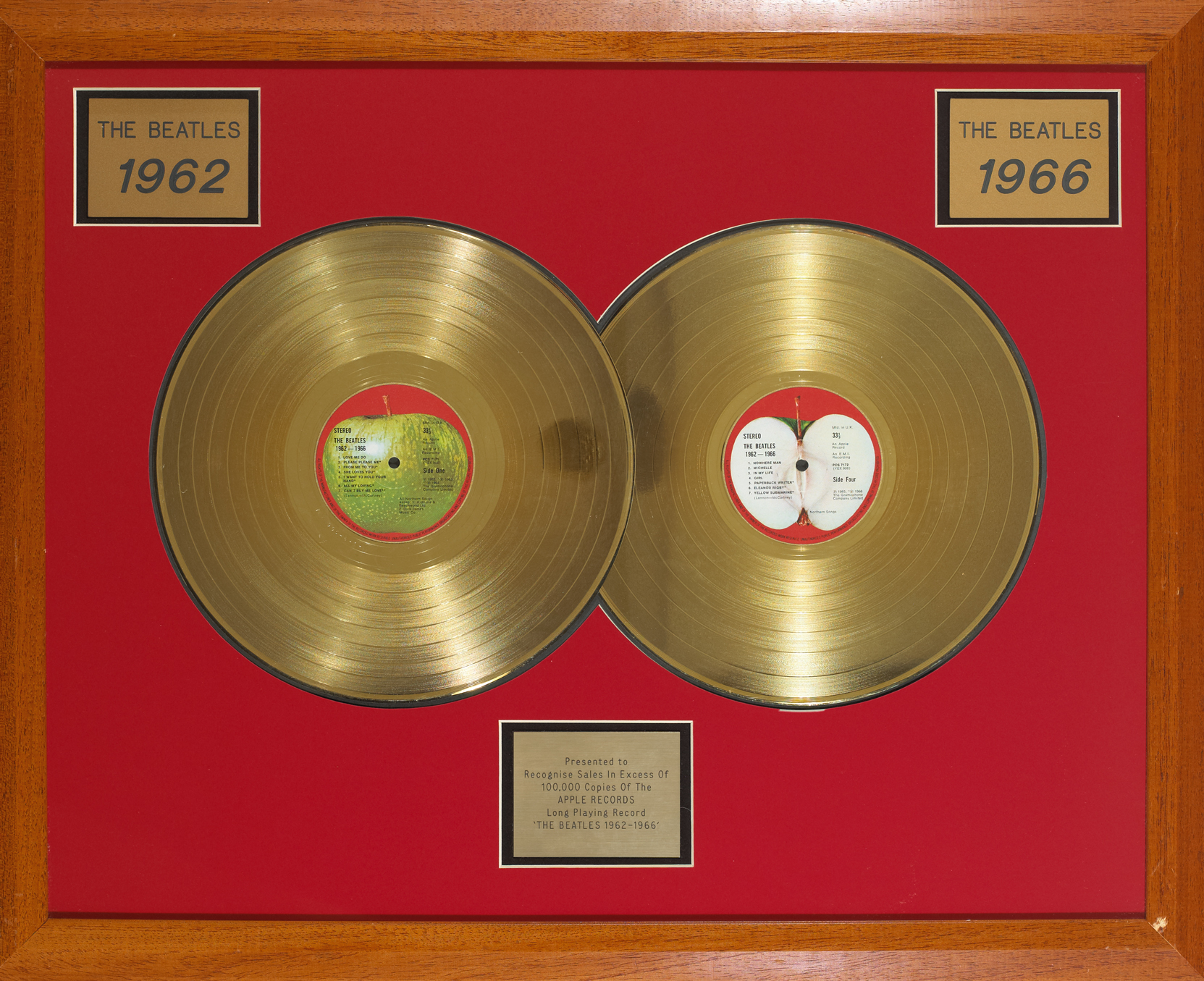 The Beatles: 1962-70 Apple Records gold presentation discs at Whyte's Auctions