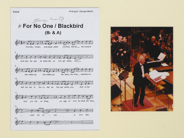 George Martin: Signed 'For No One' stage used sheet music from Dublin concert at Whyte's Auctions