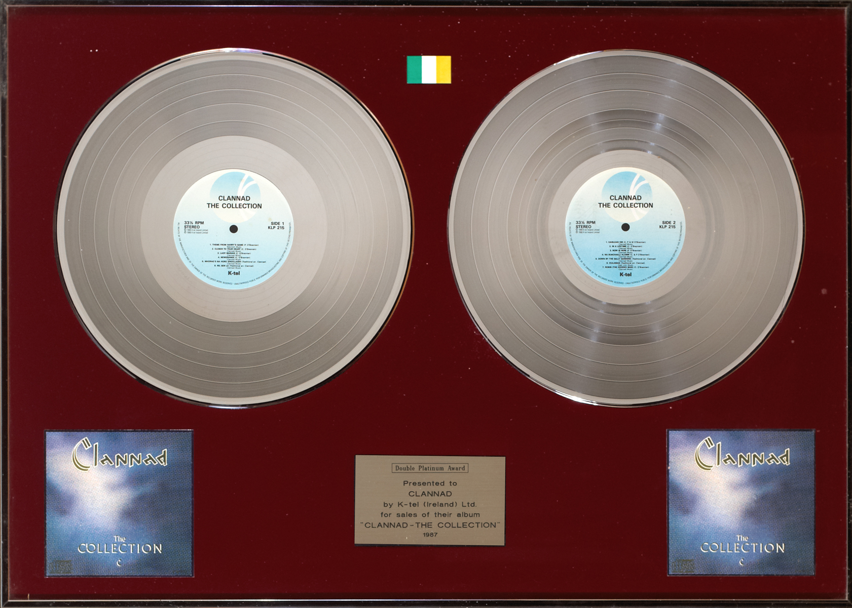 Clannad: Presentation double 'platinum' discs for their album 'The Collection' 1987 at Whyte's Auctions