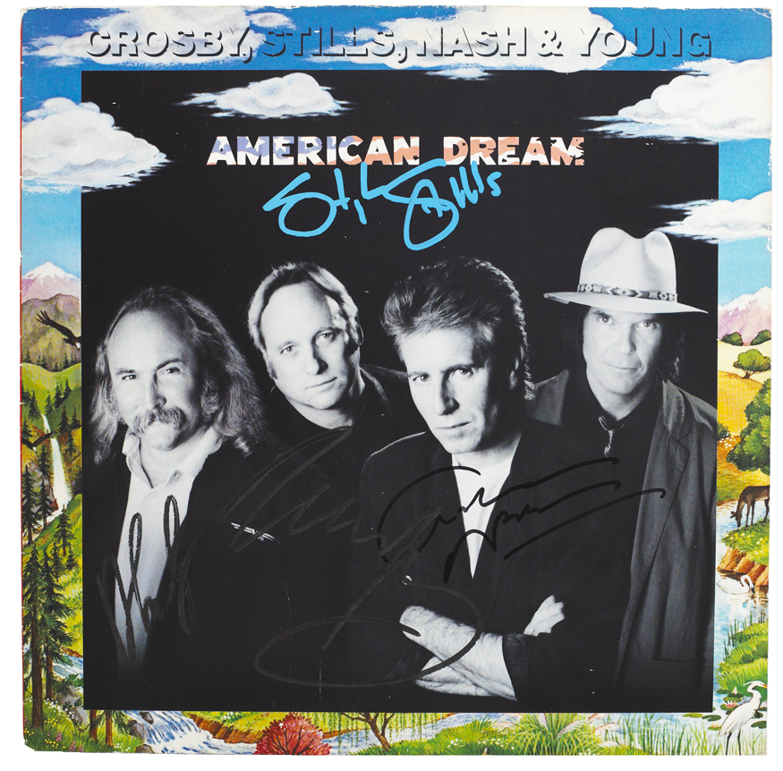 Crosby, Stills, Nash and Young: Autographed 'American Dream' album sleeve at Whyte's Auctions