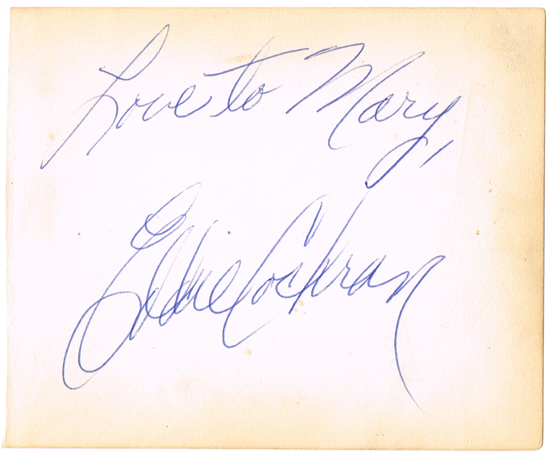 Eddie Cochran: Scarce autograph circa 1958 at Whyte's Auctions
