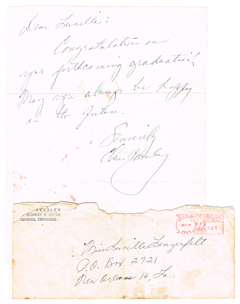 Elvis Presley: Handwritten and signed letter with envelope 1960 at Whyte's Auctions