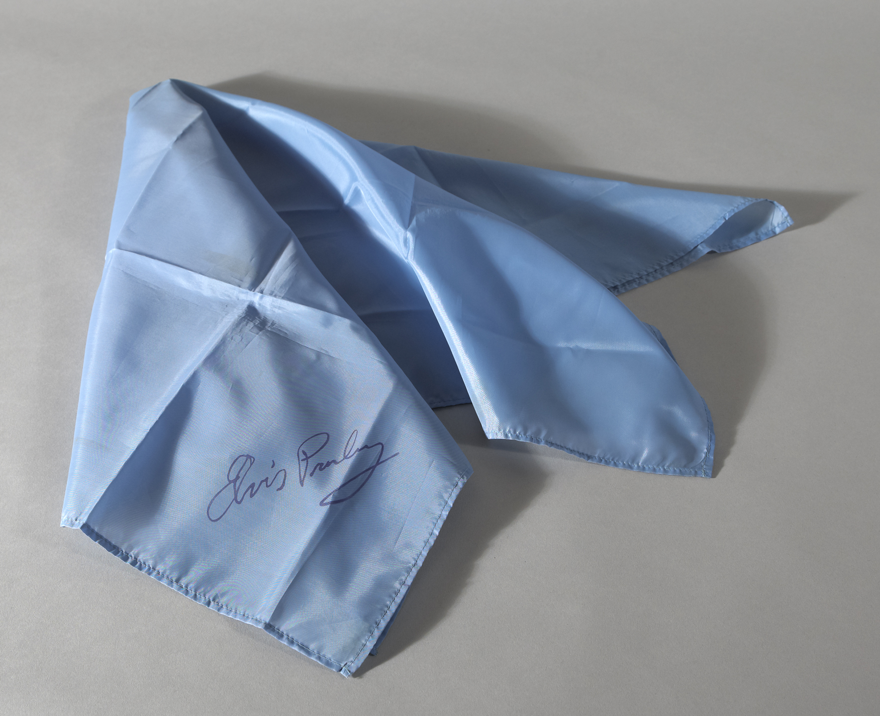 Elvis Presley: Light blue signature concert scarf at Whyte's Auctions